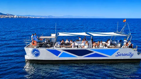 Catamarà buscant dofins durant el catamarà d'avistament de dofins a Màlaga